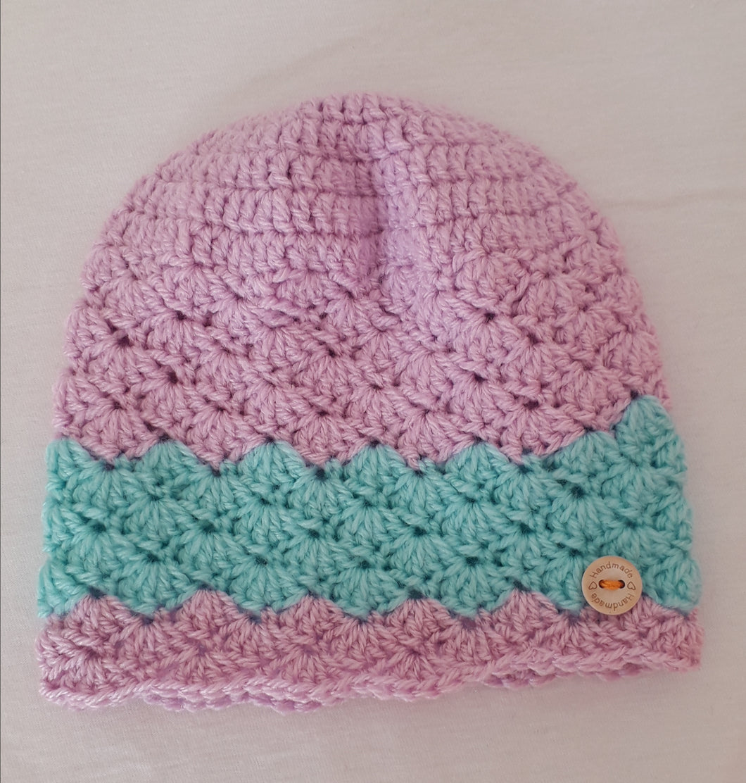 Pink and Turquoise Baby Hat